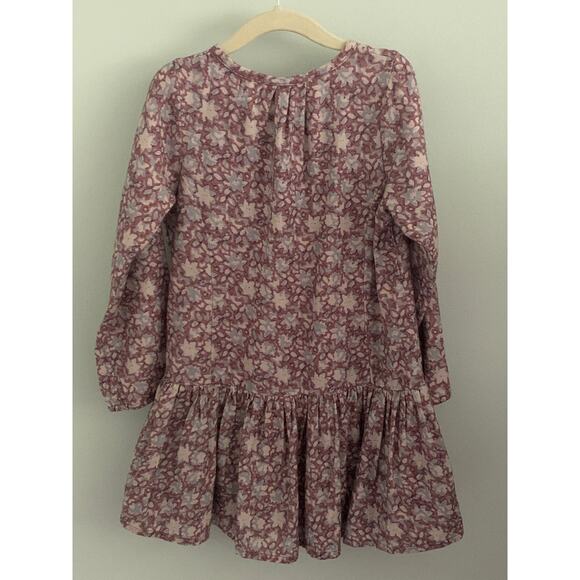 Mini a Ture Copenhagen Dress Plum Blue Cream Floral Drop Waist Twirl 110 / 5 - Picture 2 of 6